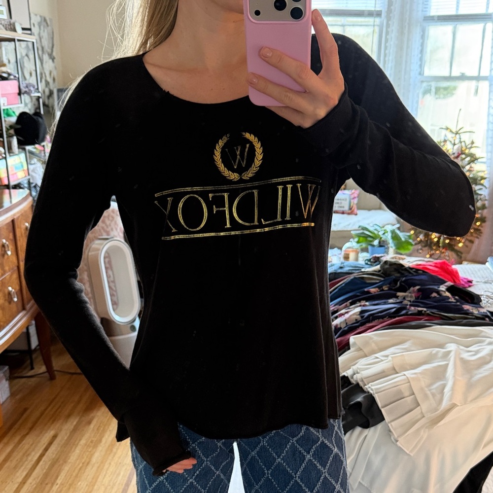 Wildfox Black and Gold Long Sleeve Tee
